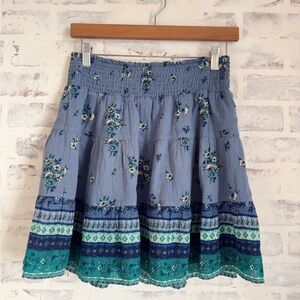 Floral Blue and Green Women's Skirt